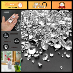 1000 Pcs Clear Acrylic Diamond Gems – Faux Table Scatter Decorations for Events,