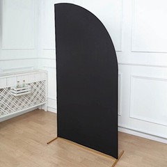 7 ft x 3 ft BLACK Matte Fitted Spandex Half Moon Arch Stand Cover Wedding