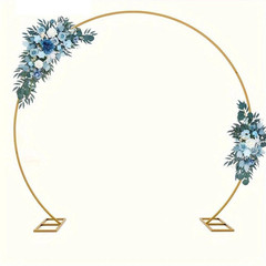 84 In. Gold Metal Circle Wedding Arch Frame Backdrop Trellis for Weddings, Valen