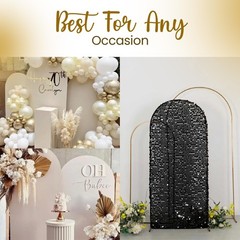 3 Pack Gold Metal Arch Backdrop Stand Set – 6FT, 5FT, 4FT Balloon Stand for W…