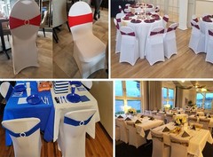 100PCS Stretch Wedding rose gold Chair sashes with Buckle Slider Sashes Bow D…