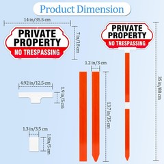 No Trespassing Signs Private Property With Stake, 14×7 Inch/36 inch Height, A…