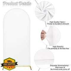 FEINIGESI 7.2FT White Wedding Arch Cover Round Top