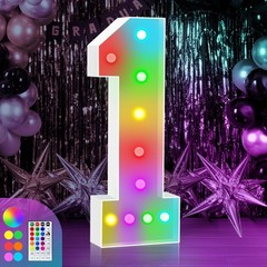 4FT Marquee Light Up Numbers Sign, Colorful Happy Birthday Light Up Number 1,…