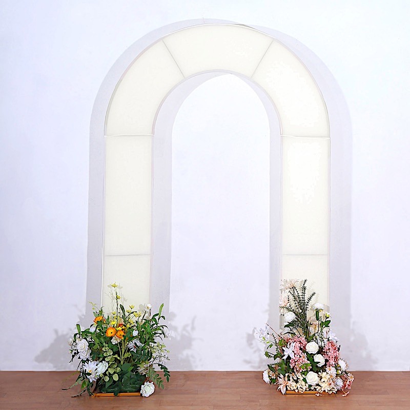 8ft IVORY Fitted Spandex Open Arch Double Sided Backdrop STAND COVER Party Event