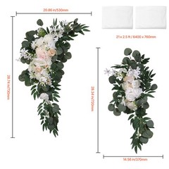 Uimoso Artificial Wedding Arch Flowers Kit White With 2 Pcs Flowers 2 Pcs Drapes