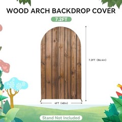Rustic Vertical Planks Arch Cover – Spandex Fitted Chiara Backdrop 7.2FT Wood