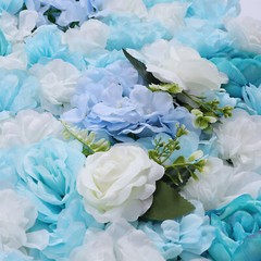 24*16in 6Pcs Light Blue Artificial Flowers Silk Fabric Wall Decoration Panels