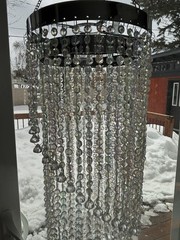 SPIRAL ACRYLIC CRYSTAL CHANDELIER 46” Beaded Preowned Wedding Decor Girl Room