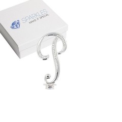 Rhinestone P Cake Topper Monogram Birthday Wedding Diamond Silver Crystal 4″