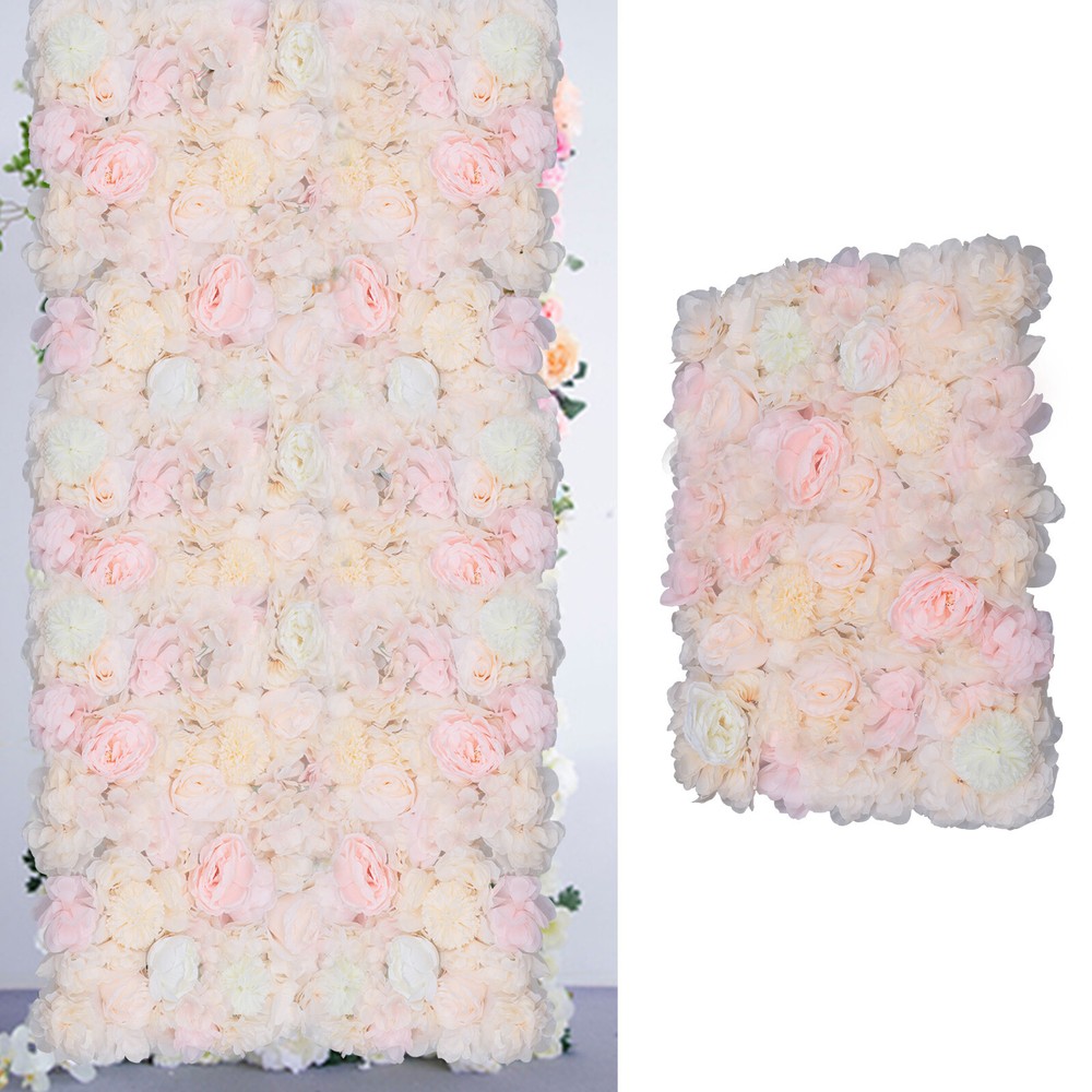 6Pcs Flower Wall Panel Floral Backdrop Decoration Silk Rose Wall for Wedding
