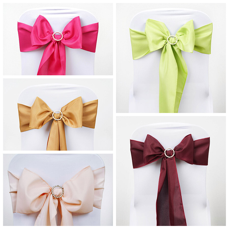 50 Polyester CHAIR SASHES Bows Ties Wedding Party Banquet Dinner Decorations