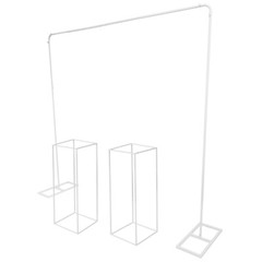 White Wedding Backdrop Stand Set – 1* Balloon Stand + 2* Flower Stands Steel