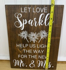 Let Love Sparkle Rustic Wooden Wedding Send Off Sign Mr & Mrs Decor