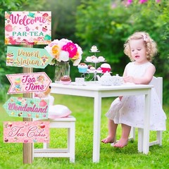 20 Pieces Floral Tea Party Sign Decorations Directional Cardboard Yard Signs …
