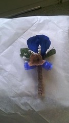 14Pc wedding Package Royal Blue and White & Burlap! Bouquets, bout and corsages