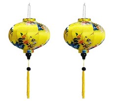 Set 2 Vietnam bamboo silk lanterns Flower fabric Wedding Lanterns – Buyer color
