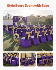 VEVOR 50PCS Purple Stretch Spandex Folding Chair Covers for Wedding Party Dining