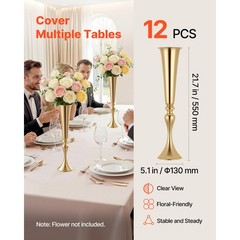 Uimoso 12 PCS Tall Trumpet Flower Vases 21.7in for Wedding Table Centerpieces
