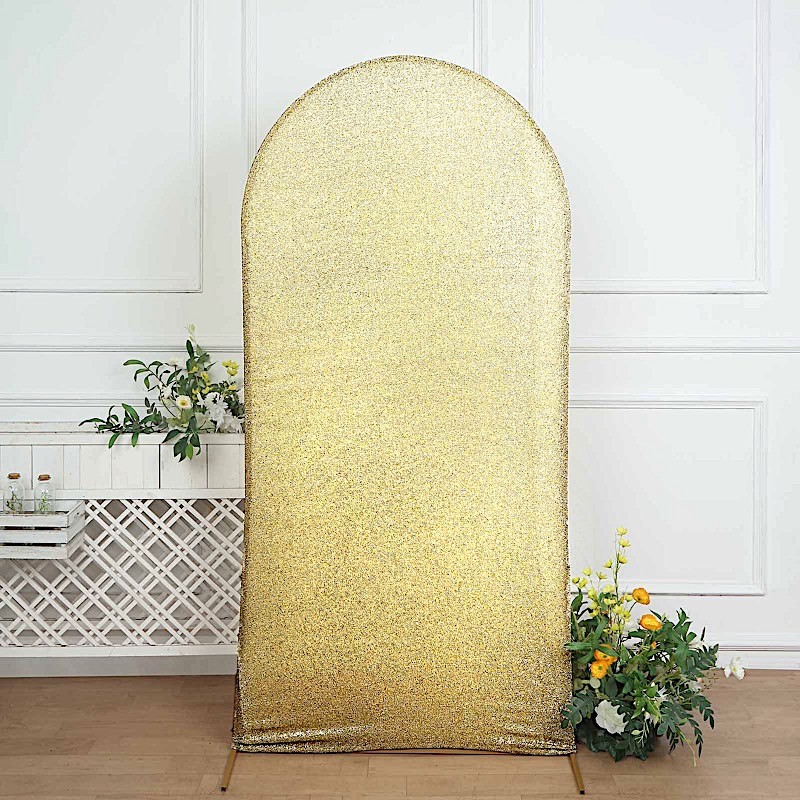 7 ft CHAMPAGNE Metallic Fitted Spandex Round Top Arch STAND COVER Party Events