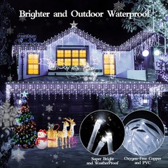 1600 LED 164FT Outdoor Christmas Lights Plug in 8 Modes with Timer Dimmable C…