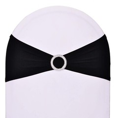 10pcs Black Spandex Chair Sash Bands Stretchable Fitted for Chair Covers Back…