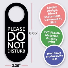 Do Not Disturb Door Hanger Sign 2 Pack (Black & White Double Sided) Please Do…
