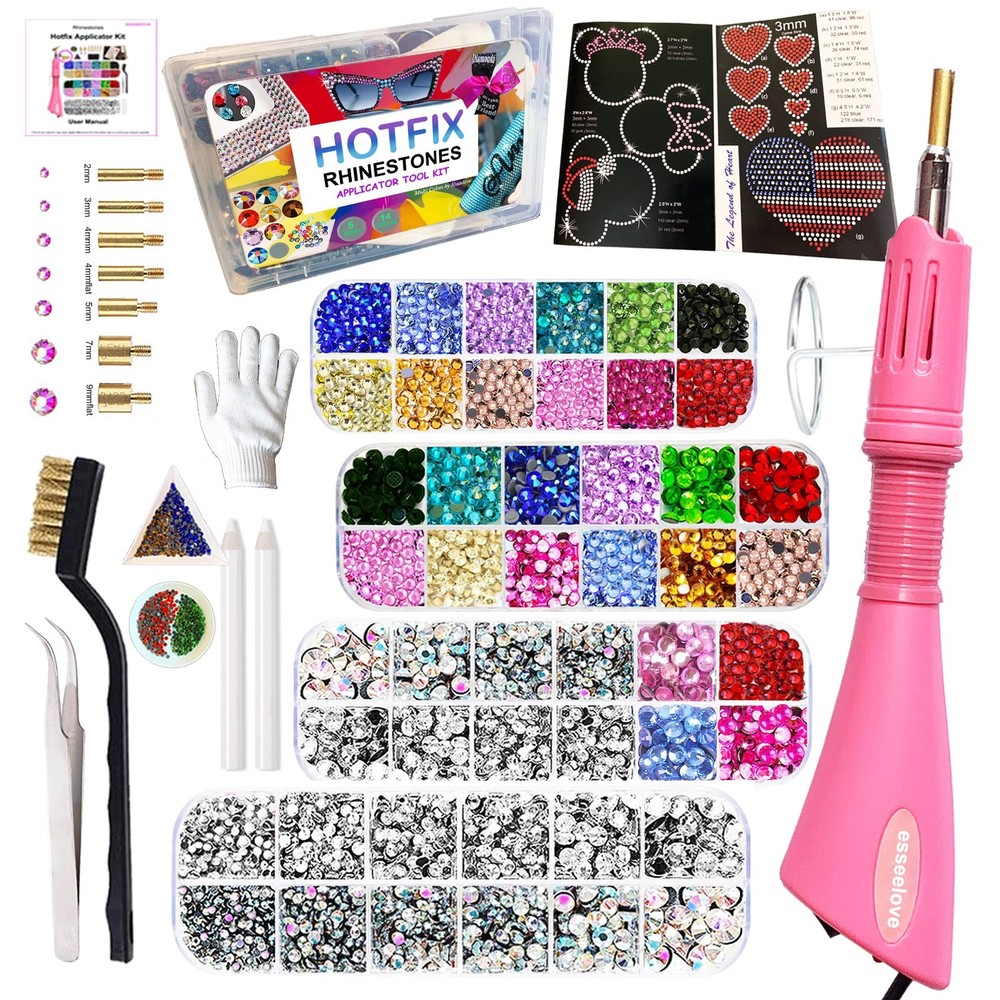 esseelove Bedazzler Kit with Rhinestones, Hotfix Applicator, DIY Multicolor