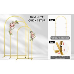 3 X Metal Arch Backdrop Background Stand 7.2/6.6/6 FT for Wedding Birthday Party