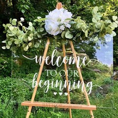 Personalized White Wedding Ceremony Decal – Eco-Friendly Vinyl Sign 20″