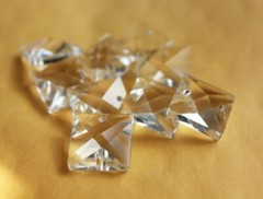100Pcs Clear 18mm Glass Square Bead Crystal Prism Chandelier Chain Lamp Part