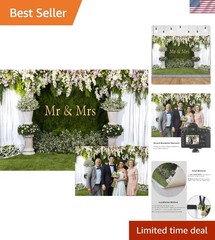 Customized 5x3ft Mr and Mrs Floral Background for Weddings & Celebrations