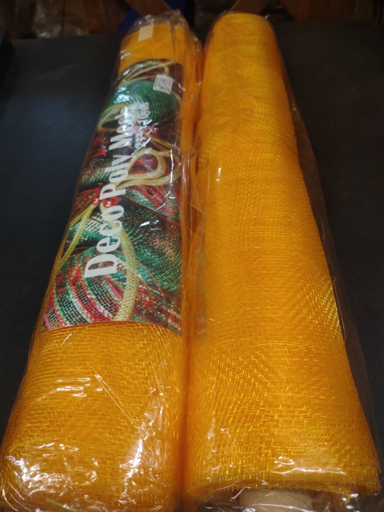 2 Rolls Golden Deco Mesh 21″ Genuine Craig Bachman 30Ft, Transparent Autumn Gold
