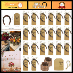 50Pcs Lucky Horseshoe Wedding Favors, Western Decor Party Supplies, Cowboy Theme
