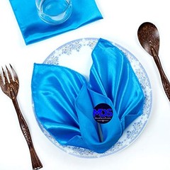MDS Pack of 100 Satin Napkin Square 12 X 12 Inches 12″ x 12″ (Set of 100) Blue