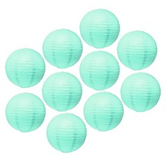 Mudra Crafts 12 Inch Round Chinese Aqua Paper Lanterns Hanging Decor | 10 PCs…