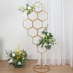 6FT Gold Metal Honeycomb Balloon Arch Stand Wedding Party Backdrop Frame