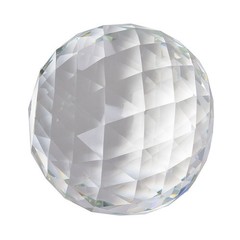 200mm D Cut Crystal Ball Sphere Clear Prism Wood Rotatable Stand 7.87″