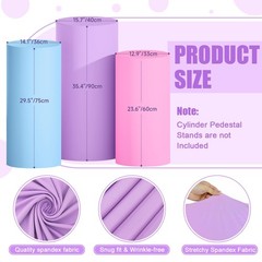 Multicolor Cylinder Covers Set of 3 Pedestal Covers Cylinder Stands for Party…