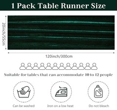 Velvet Table Runner 20 x20 Inches0ft Luxurious Thick Soft 1 Emerald Green