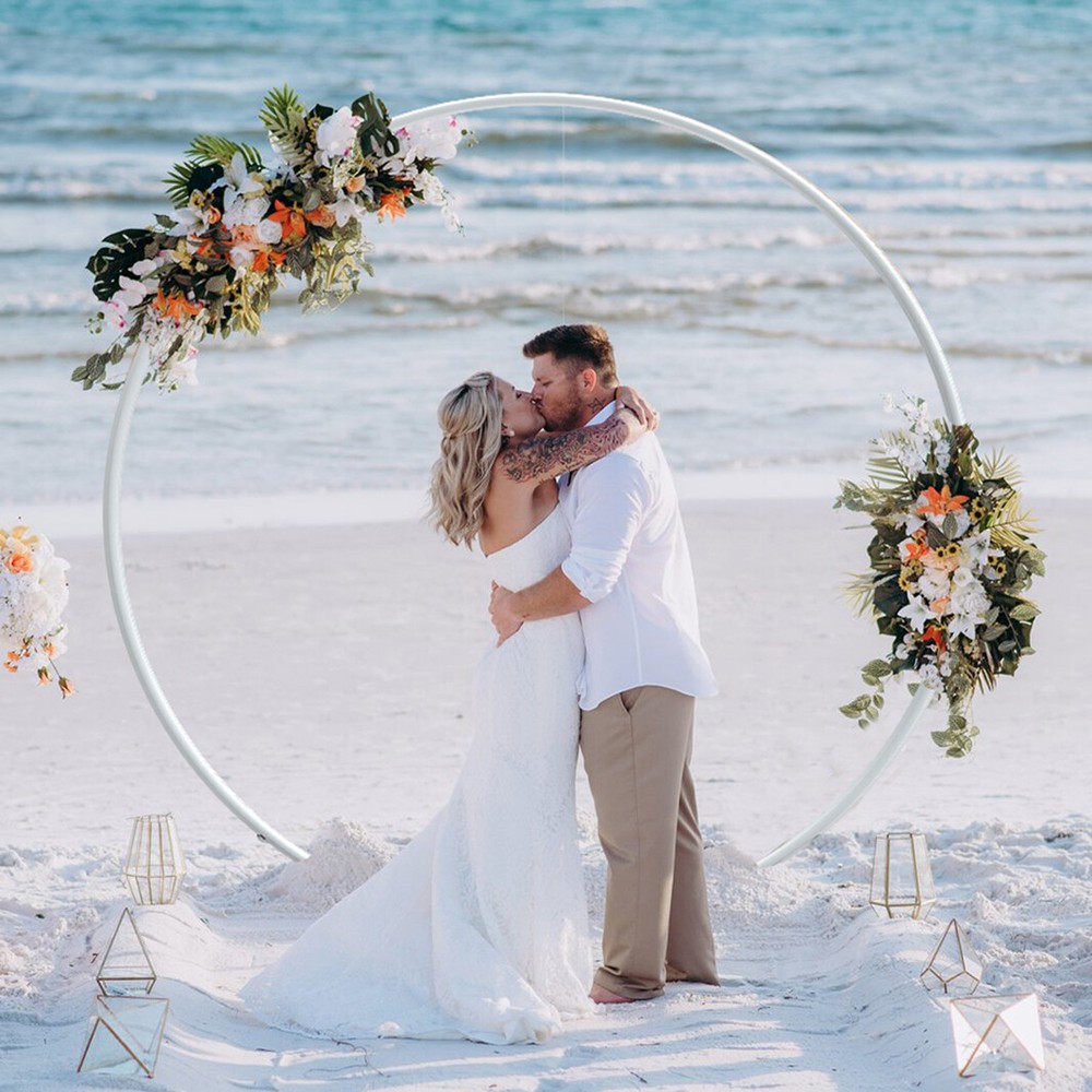 2.2M 2.4M Circle Wedding Arch Single/Double Rail Flower Balloon Garland Arch Dec