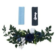 Blue Artificial Flower Arrangement Ribbons For Wedding Chair Back Decor Pack 6x