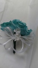 Set of 6 teal and White corsages or Any Color $30.00 Rush order available