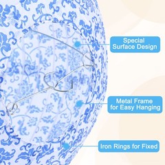 12 Inch Paper Lanterns, 12Pcs Hanging Decorative Lantern Blue White