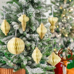 Nezyo 12 Pcs Christmas Paper Honeycomb Balls Party Pom Poms Special-Shaped De…