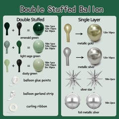 Emerald Green Gold Balloons Dark Green Silver Gold Balloon Arch Dusty Green B…