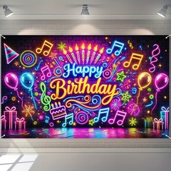 Neon Happy Birthday Banner Glow In The Dark Happy Birthday Banner Glow In The…