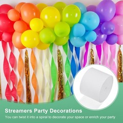6-Rolls 492ft Crepe Paper Streamer for DIY [White-1.8 Inch x 82 Ft/Roll]