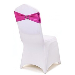 10 Fuchsia Metallic Spandex Chair Sashes with Silver Buckles Wedding Decorations