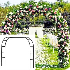 Metal Garden Arbor Wedding Arch 76.8 Inch H x 90.5 W 94.5 H Black